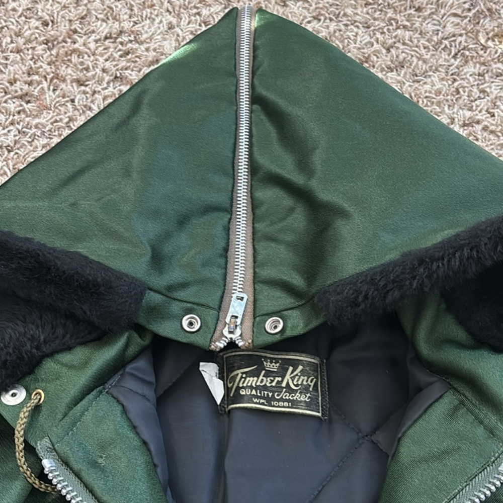 Vintage Green "Timber King" Military-Style Parka Jacket Medium Great Condition View 6